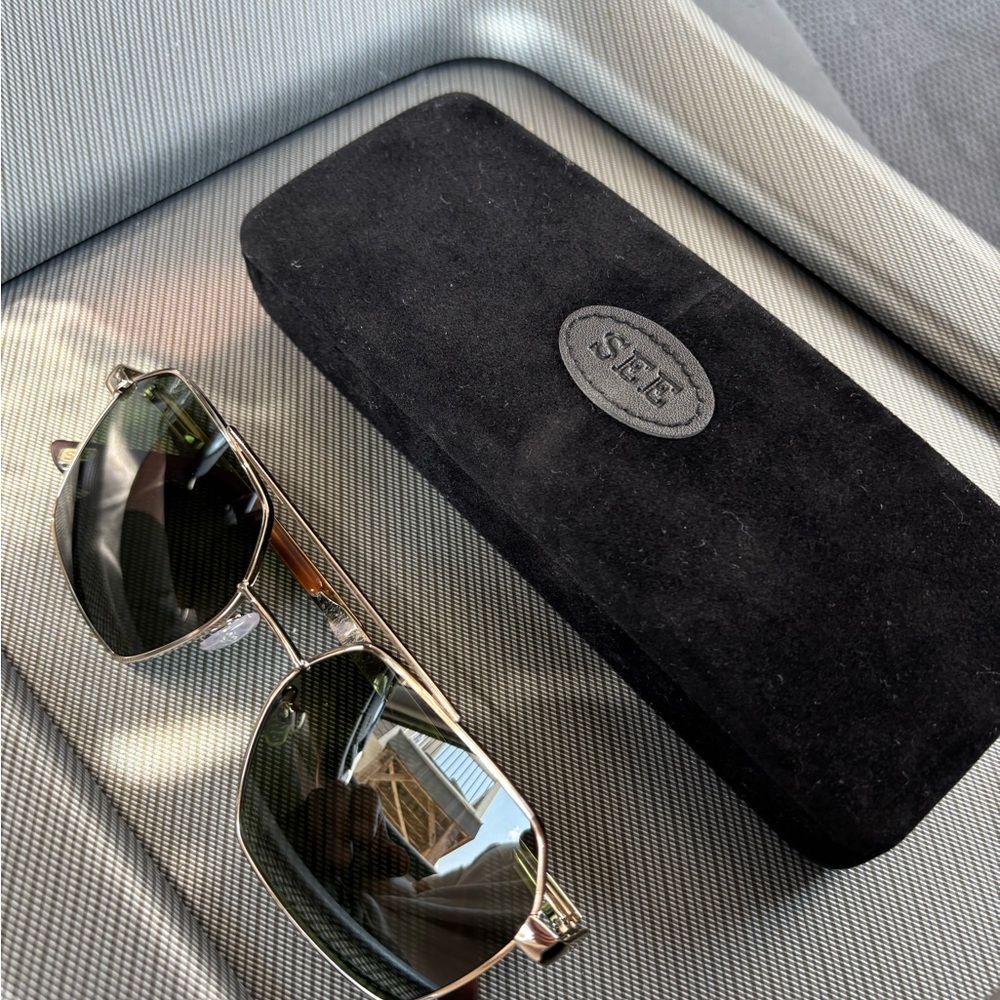 New Black and Gold Aviator Sunglasses with Double Bridge (SEE Eyewear)